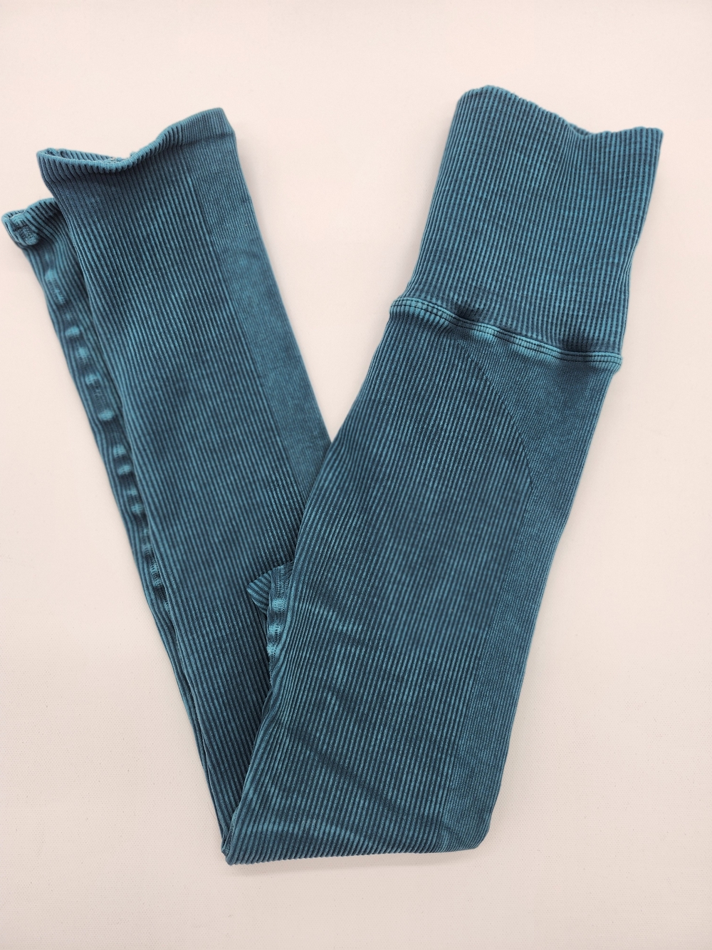 Free People Movement Good Karma Ribbed Leggings Teal High Rise Seamless Stretch